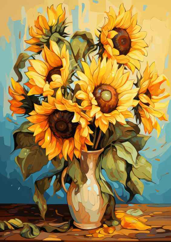 Vibrant Sunflowers Dancing Under Summer Sky | Di-Bond