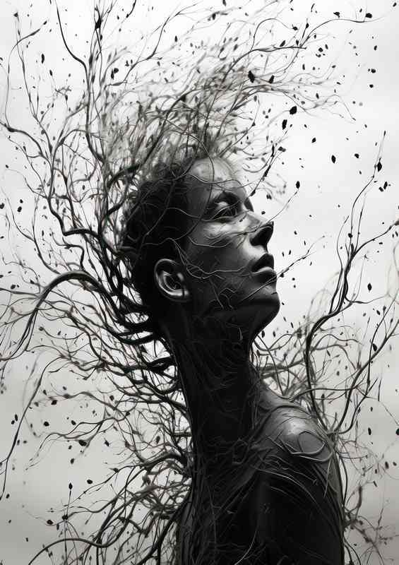 Whimsical Arboreal Features Womans Face Transformed | Poster