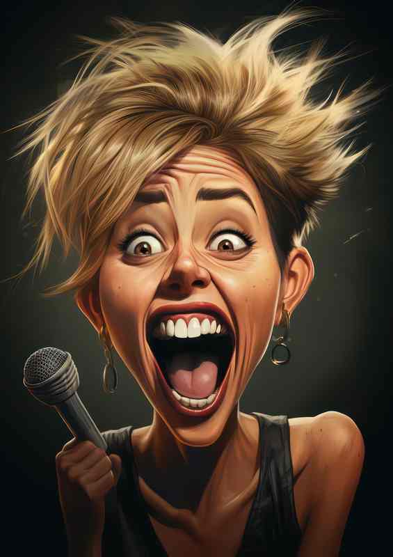 Caricature of Miley Cyrus big smile | Poster