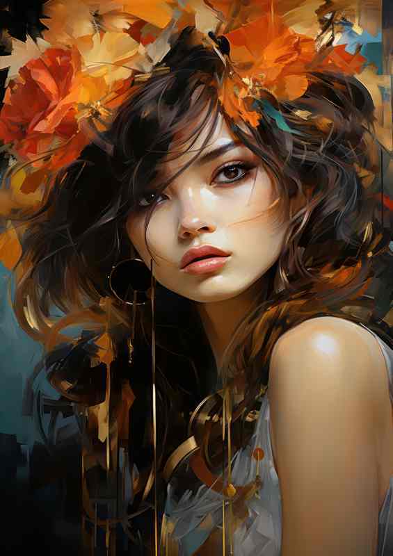 Womans Colorful Journey Through Dripping Paint | Poster