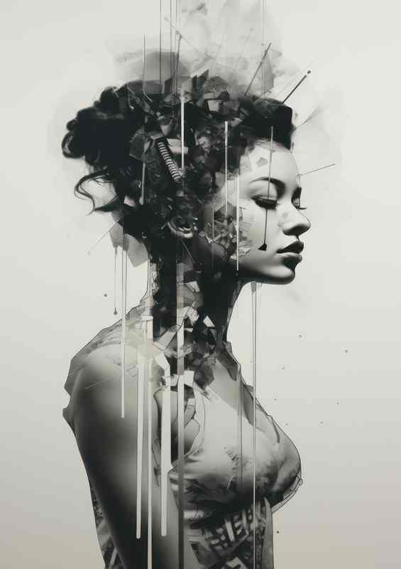 Womans Visage Intertwined with Nature | Canvas