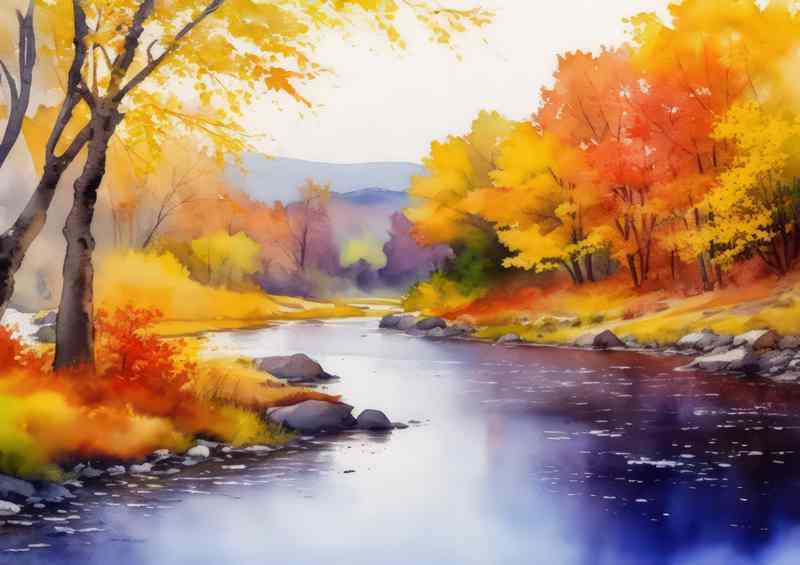 A colourful autum nriver Scene | Poster