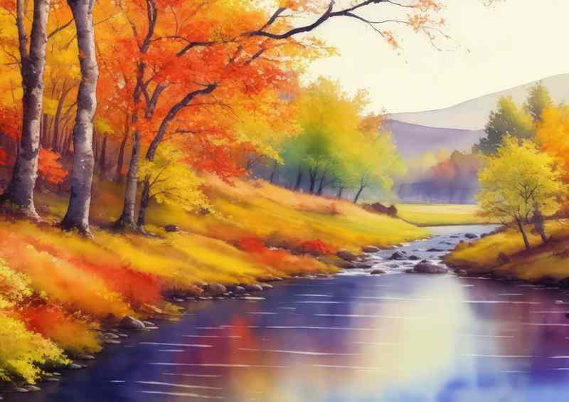 Colourful River In The autumn | Canvas