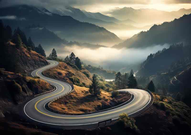 Meandering Pathways Beauty of the Winding Road | Metal Poster