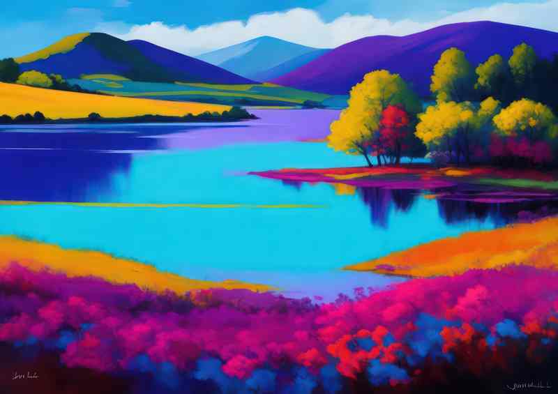 Neon lake in the morning | Canvas