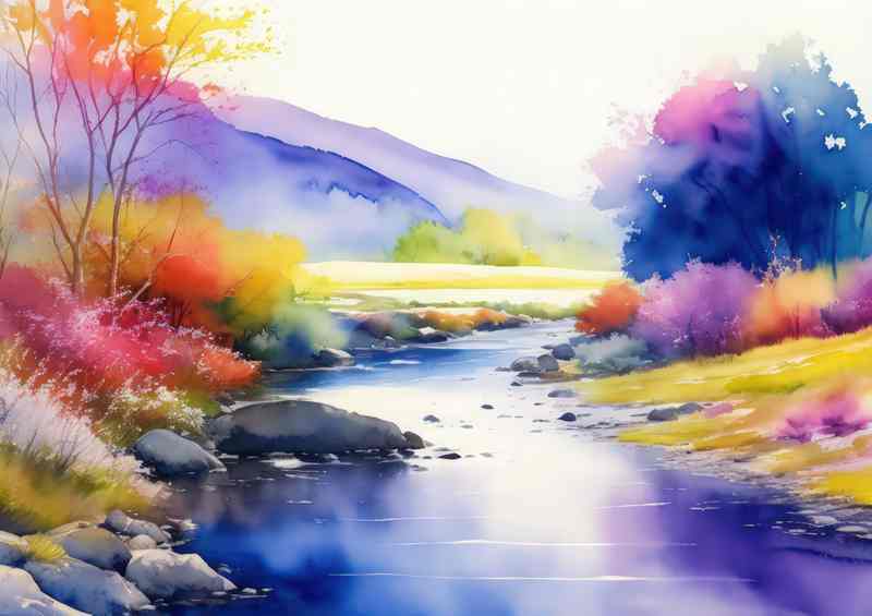 Neon lands at the river bank | Canvas