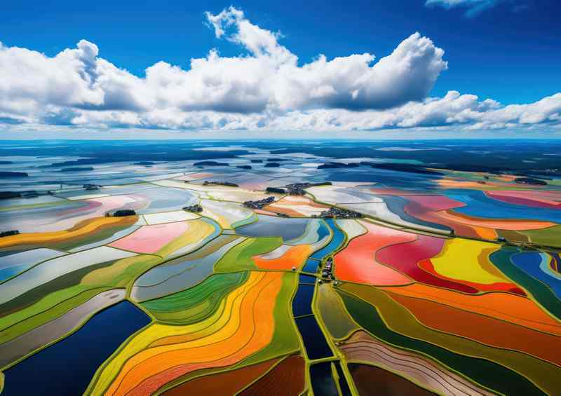 The neon countryside from the sky | Metal Poster