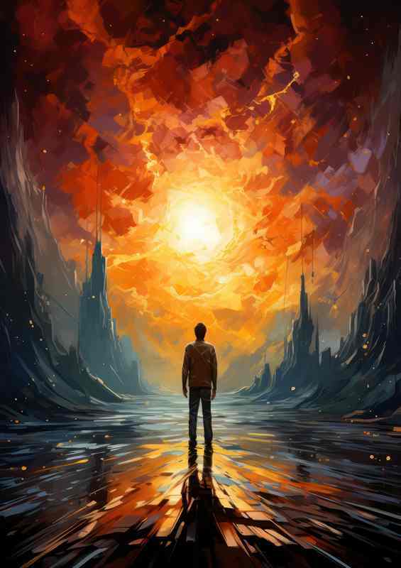 Future sunset at the end of time | Metal Poster