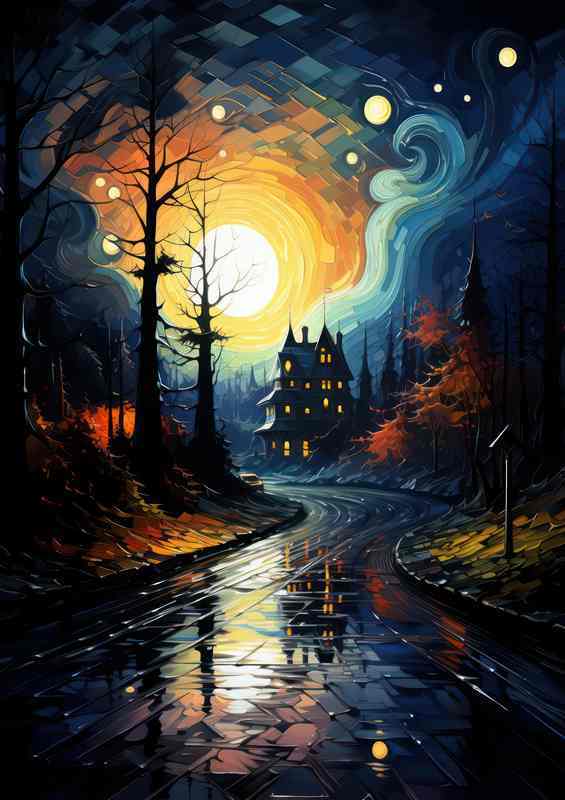 Night’s Symphony Illuminates the Quiet Village | Canvas