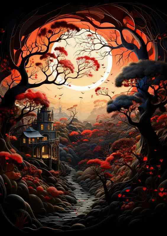 Red skys through the village | Di-Bond