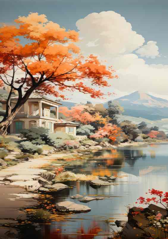 Scenic Harmony River Traversing Through Tranquil Lands | Metal Poster