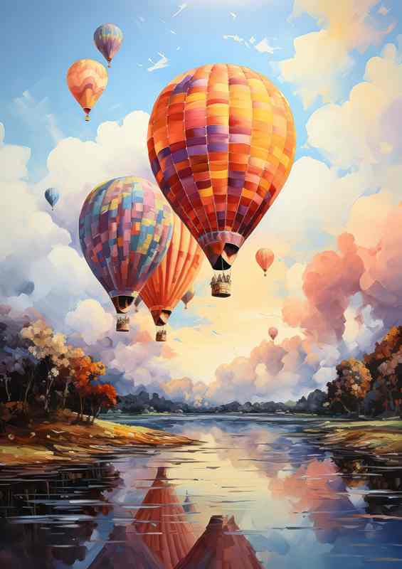 Skyward Dreams Vibrant Balloons Ascend into Blue | Canvas