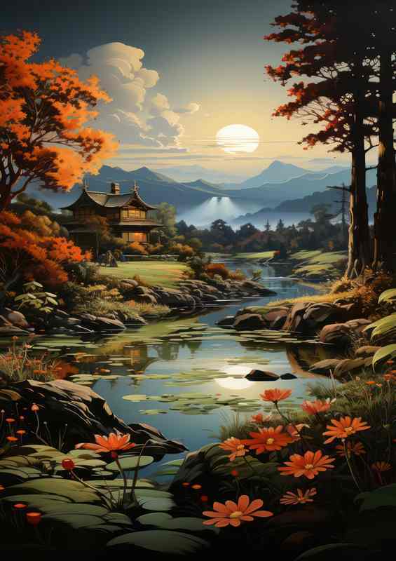 Tranquil Flow River Meandering Through Picturesque Terrain | Di-Bond