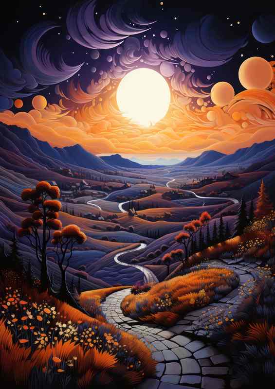 Tranquil Illumination Moonlight Enhances Countryside Beauty | Canvas
