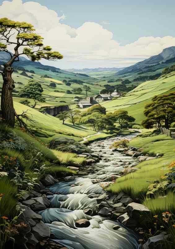 Tranquil Tapestry River Glides Through Serene Scenery | Canvas