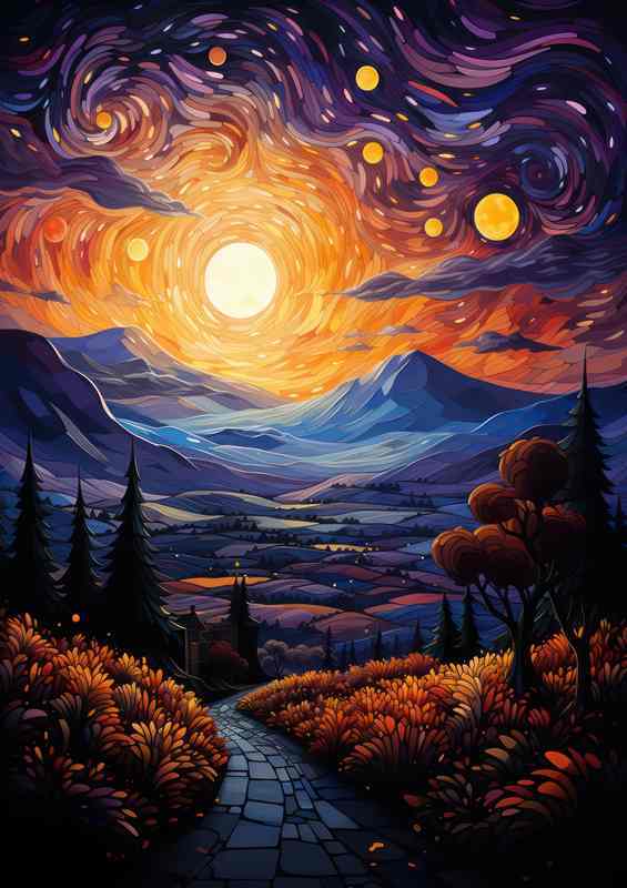 Twilight Serenity Envelops the Scenic Country Path | Metal Poster
