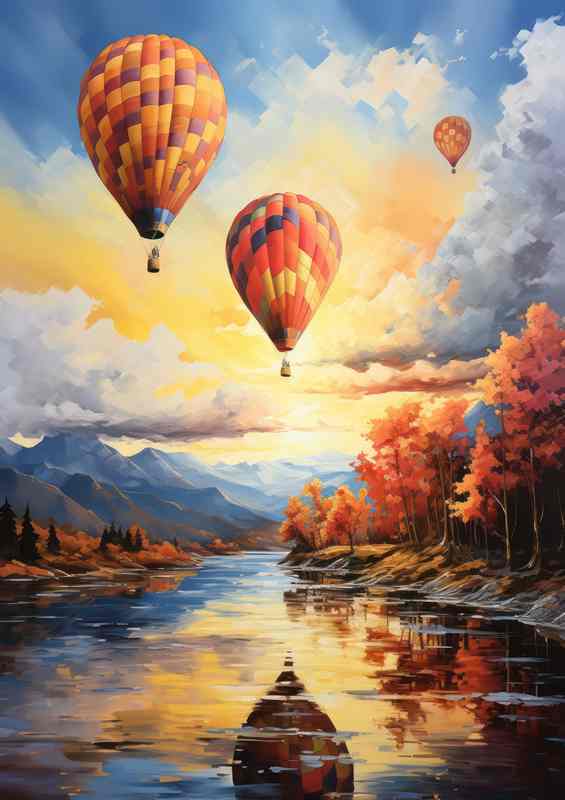 Uplifting Visions Balloons Soaring in the Clear Sky | Poster