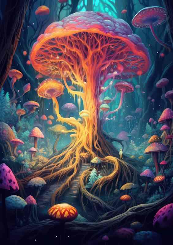 Vibrant Vale of the Mushrooms | Canvas