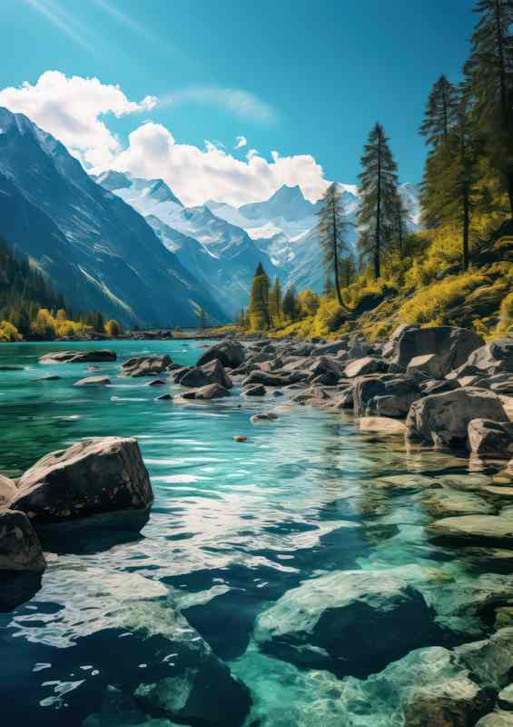 Azure Spectacle Mountains and Lake | Poster