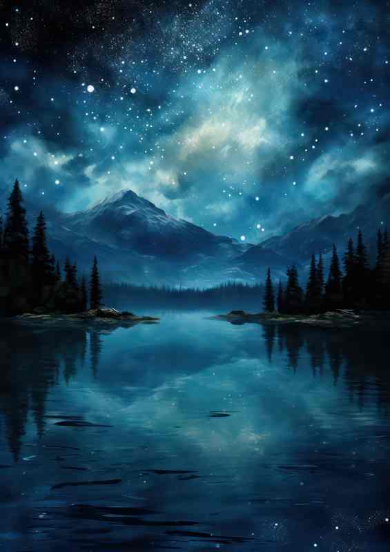 Luminnous Lakeside Milky Way | Poster