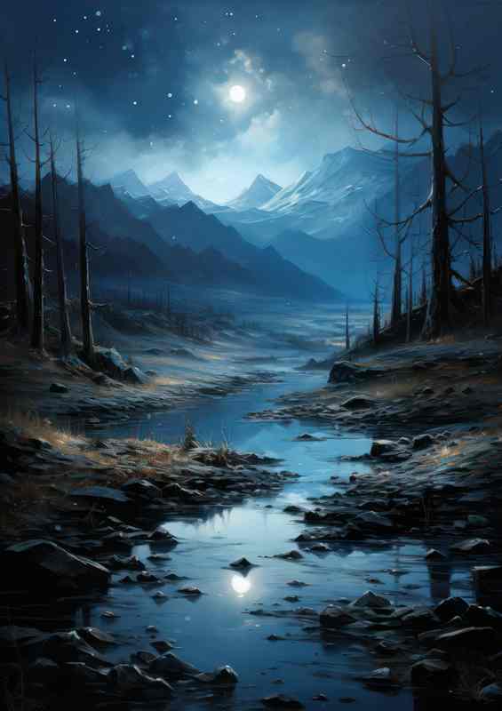 Milky Way Scenic Mountainous Art | Metal Poster