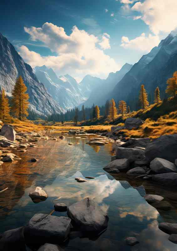 Mountain and Lake Clear Waters View | Canvas
