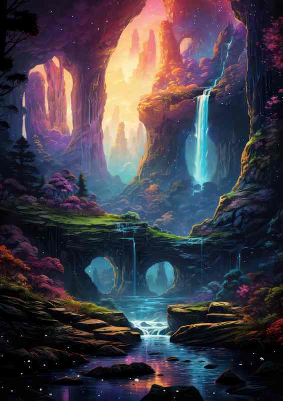 Rainbow Rush Waterfall | Poster