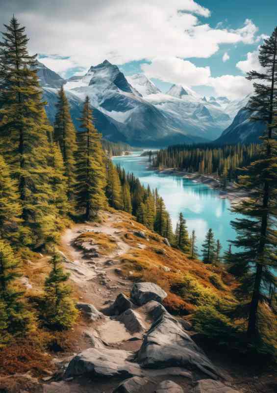Turquoise Lake Trees And Mountains | Di-Bond