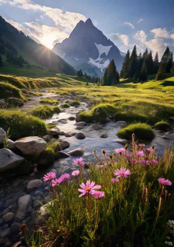Wild Flowers and Mountain A Little Gem | Poster