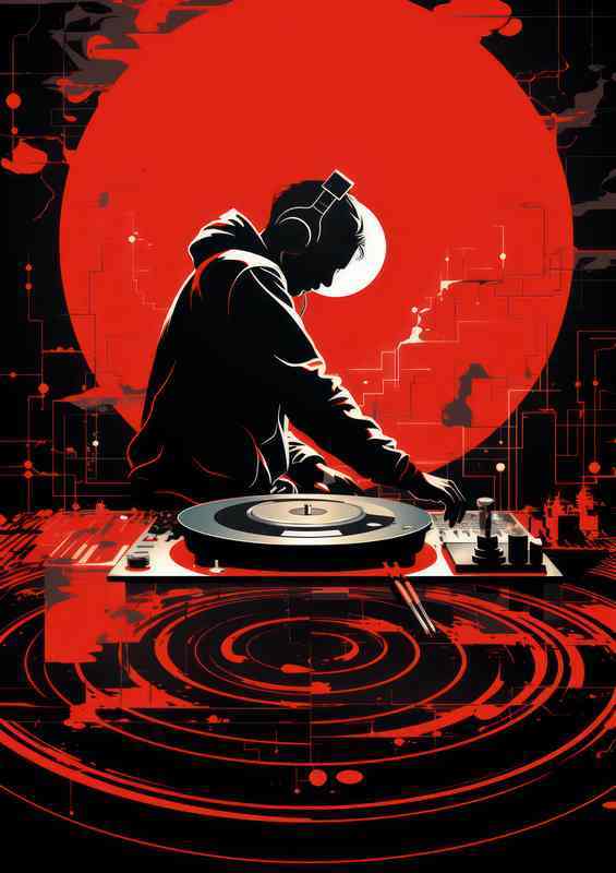 Dj with the vinyl records old skool | Poster