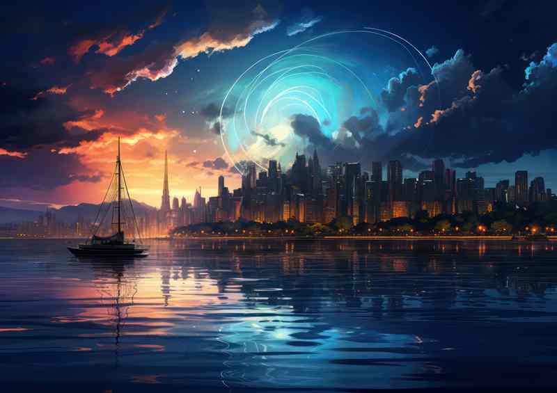 Dark Nights City The Waters Edge | Metal Poster