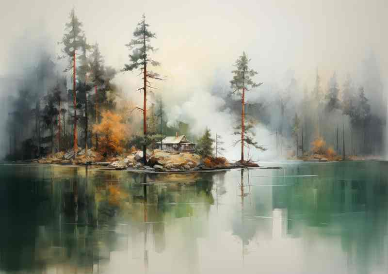 Fog and Trees On A Lake | Poster