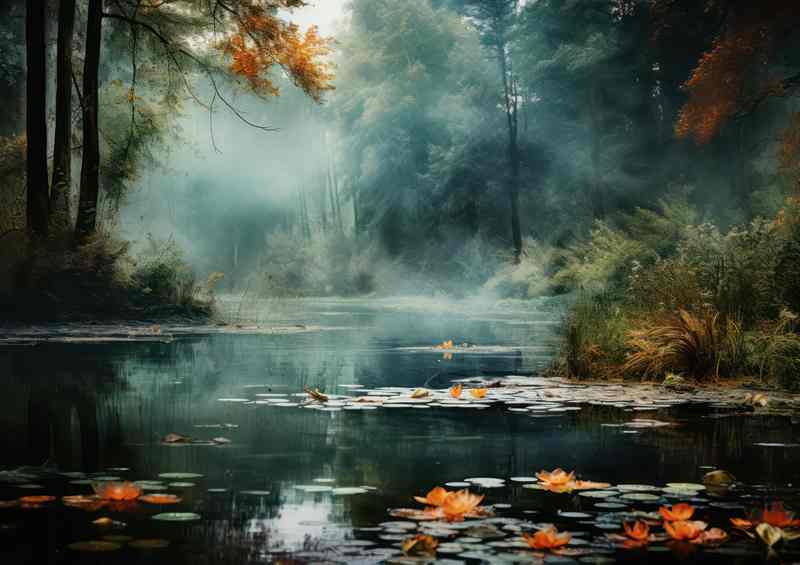 Foggy Pond Misty Trees | Di-Bond