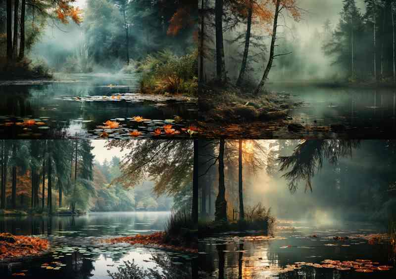 Foggy Weather Trees on Still Waters | Canvas