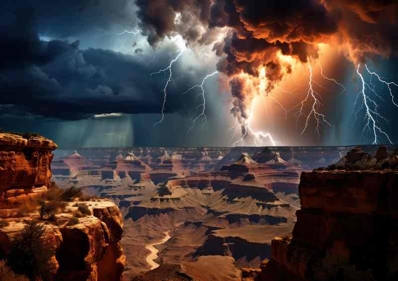 Lightening Bolts Over Grand Canyon | Poster