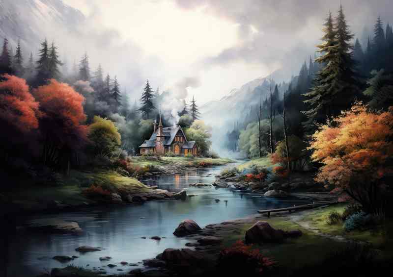 Little Cabin Near The Stream | Poster