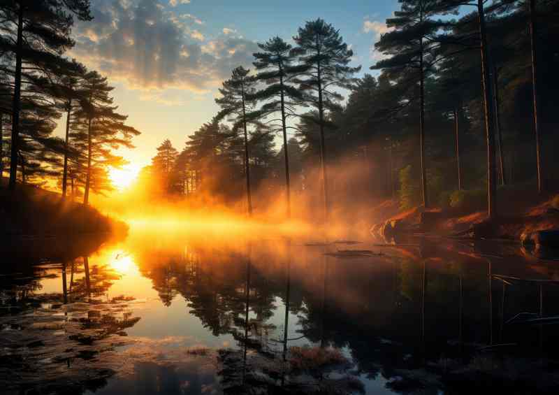 Misty Waters And Sunrise Hopes | Metal Poster