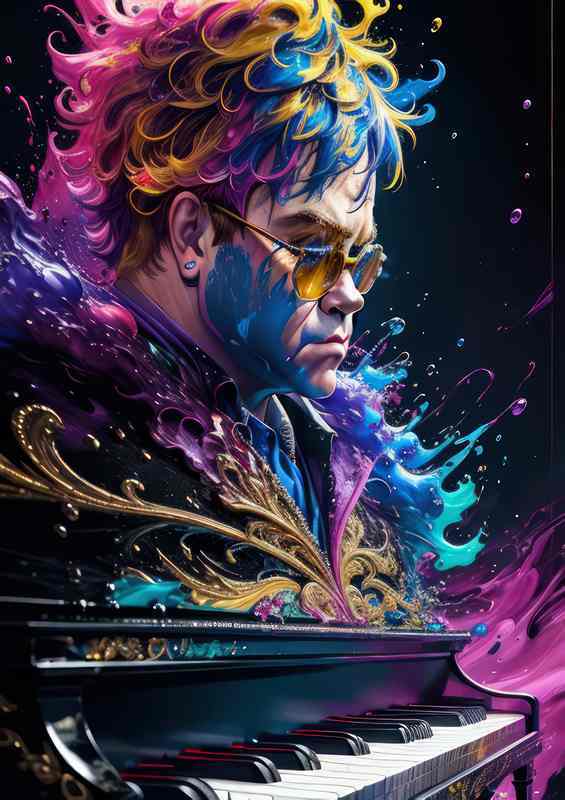 Elton John playin | Poster