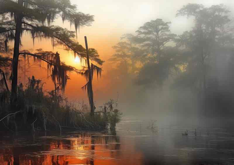 Orange And Grey Lake Harmony | Di-Bond