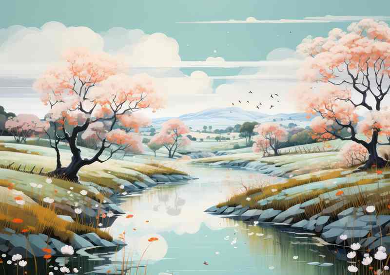Pastel River Escapes | Metal Poster