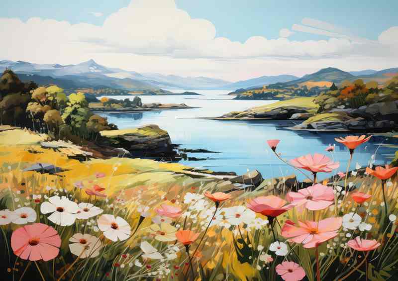 Pretty Flowers Near English Lake Whimsical Beauty | Canvas