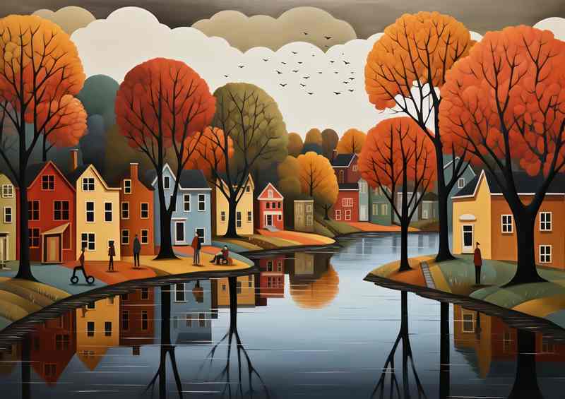 Village by The timeless Lake | Canvas
