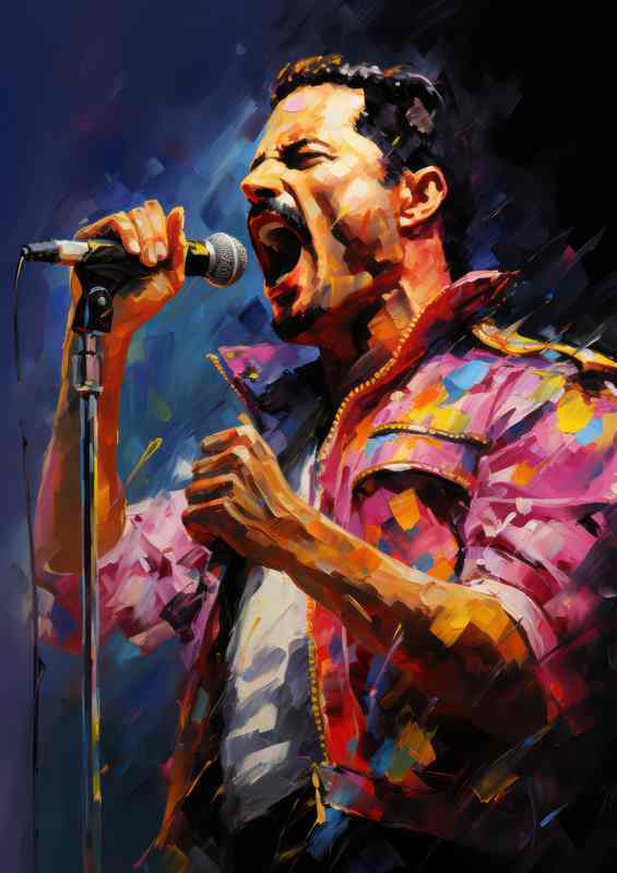 Freddie Mercury Very colourful art | Poster