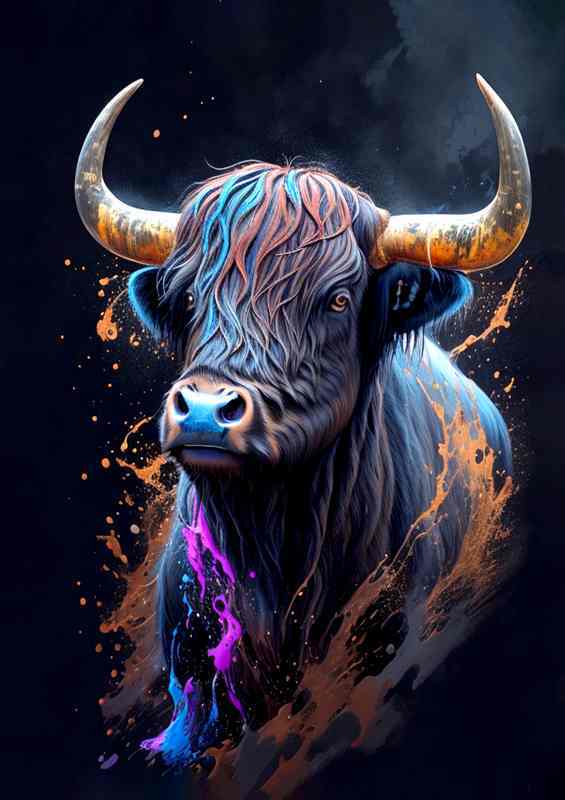 Bold Bull Brilliance Stunning Splash Art Display | Di-Bond