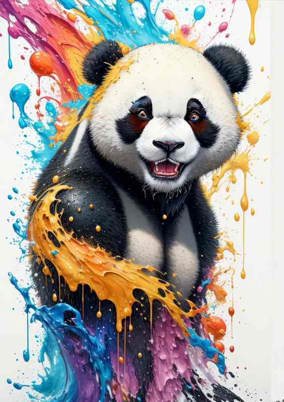 Colourful Bamboo Ballet Panda splash art | Canvas