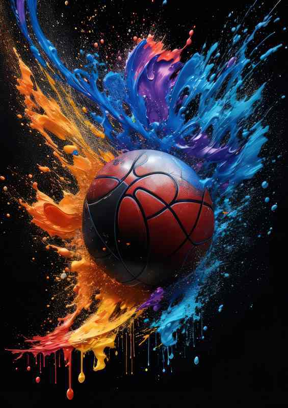 Dynamic Basketball Diva Colorful Splash Artistry | Poster