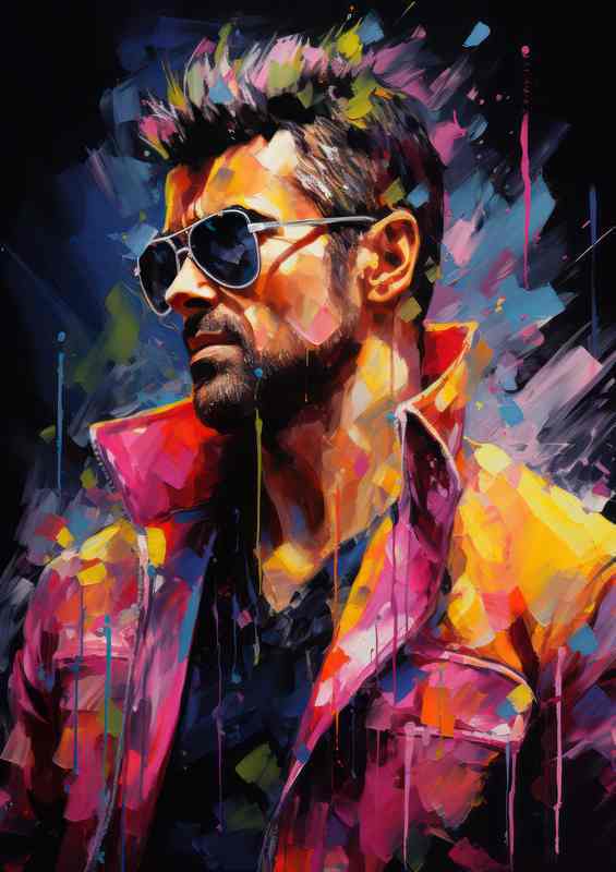George Michael Very colourful splash art | Metal Poster