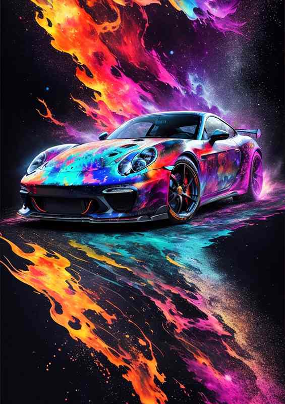 Elegant Automotive Angel Vibrant Splash Art Scene | Poster