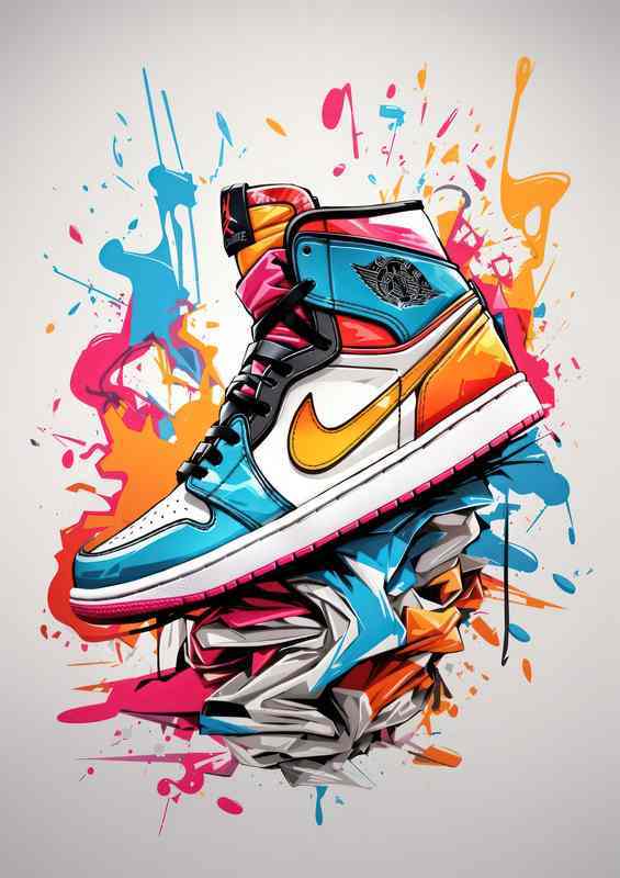 Elegant Calavera Footwear Vibrant Sneaker Splash Art | Canvas