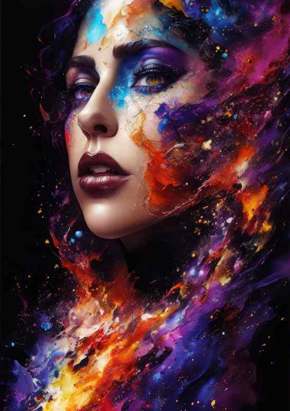 Enchanting Ladys Symphony Splash Art Delight | Metal Poster
